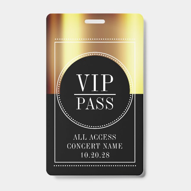 Custom VIP All Access Pass Concert Badge (Front)