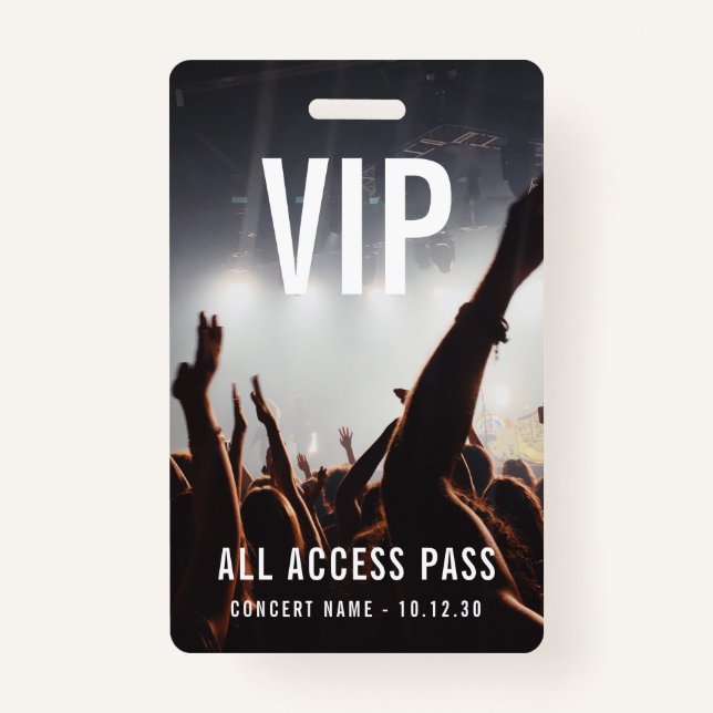 Custom VIP All Access Pass Concert Event Badge (Front)