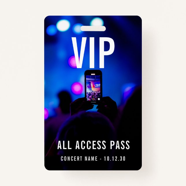 Custom VIP All Access Pass Concert Event Badge (Front)
