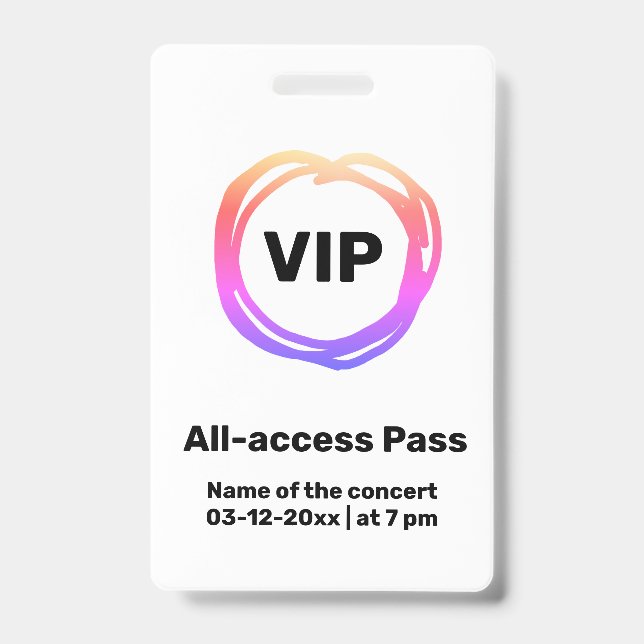 custom vip all access pass concert pass badge (Front)