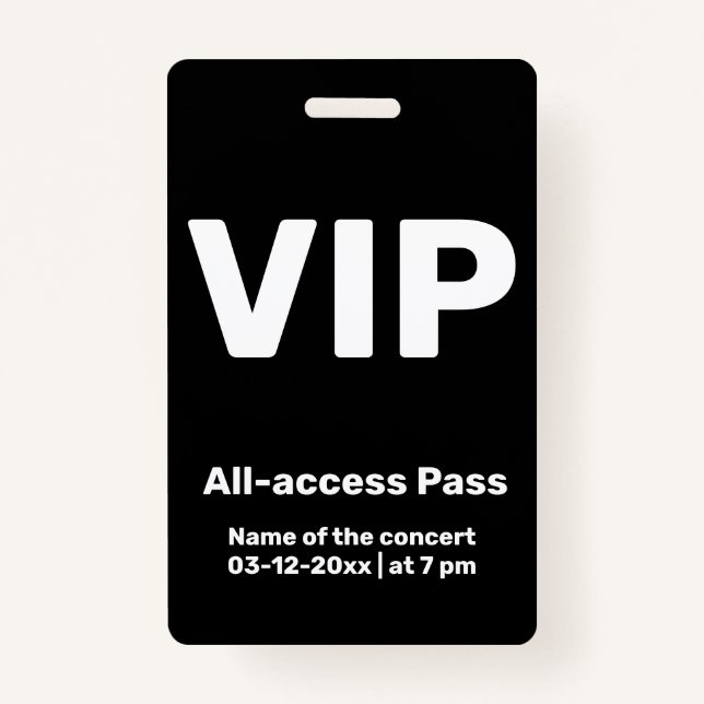 custom vip all access pass concert pass badge (Front)
