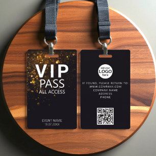 Custom VIP All Access QR Code Event Glitter Badge
