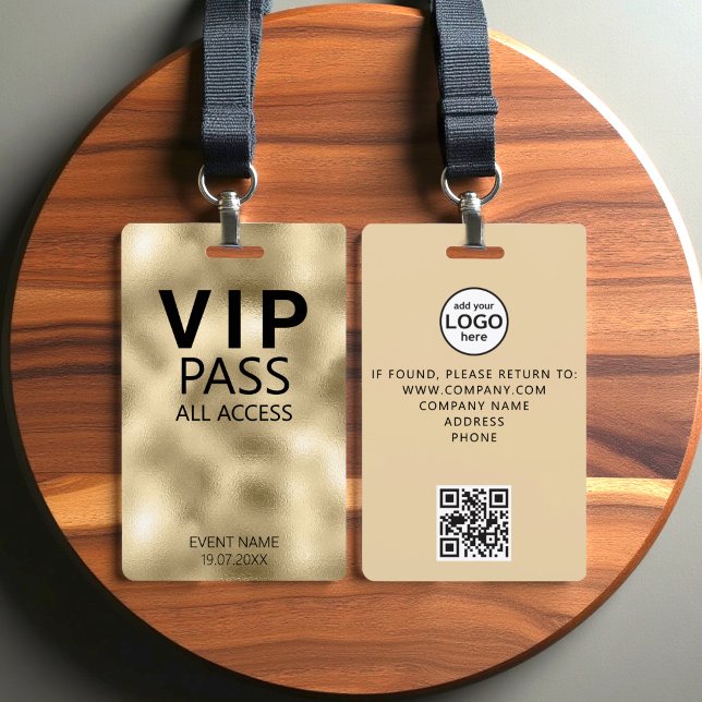 Custom VIP All Access QR Code Event Gold Foil Badge (Creator Uploaded)