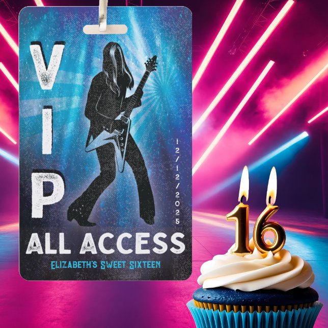 Custom VIP All Access Sweet Sixteen Badge (Custom VIP ALL ACCESS Pass for a sweet sixteen birthday party celebration. Modern and fun.)