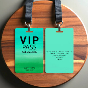 Custom VIP All Access Watercolor Abstract Green Badge