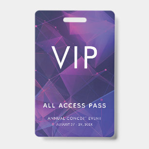 Custom VIP Bar Code Event Purple Geometric Badge