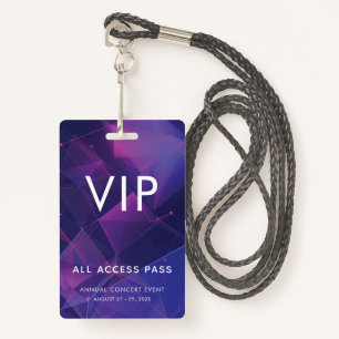 Custom VIP Bar Code Event Purple Geometric Badge