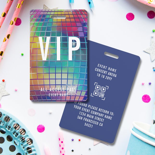 Custom VIP Concert All Access Pass QR Code Disco Badge (Creator Uploaded)