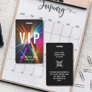 Custom VIP Concert Event All Access Pass QR Code Badge