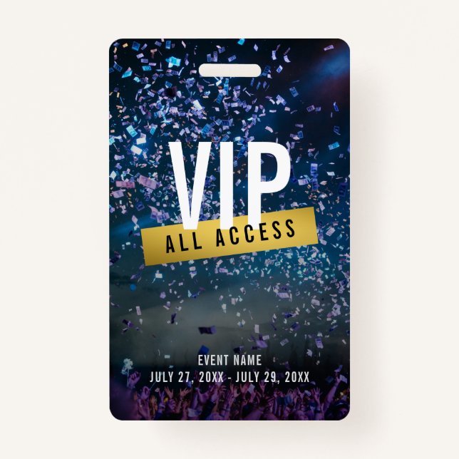 Custom VIP Gold All Access Concert Badge (Front)