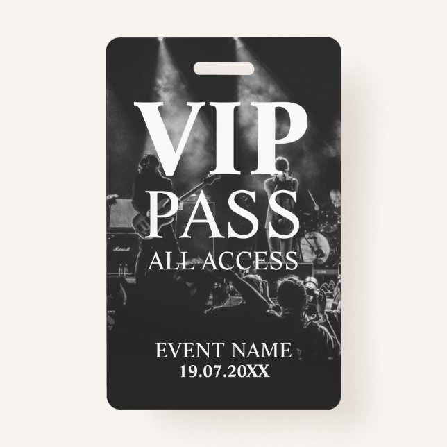Custom VIP QR Code Event Black and White Badge (Front)
