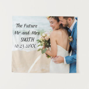 Custom  Virtual Engagement Party Backdrop Tapestry