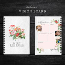 Custom Vision Board Modern Script Floral Roses