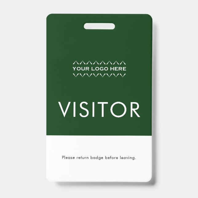 Custom Visitor Badge with Logo | Green (Front)
