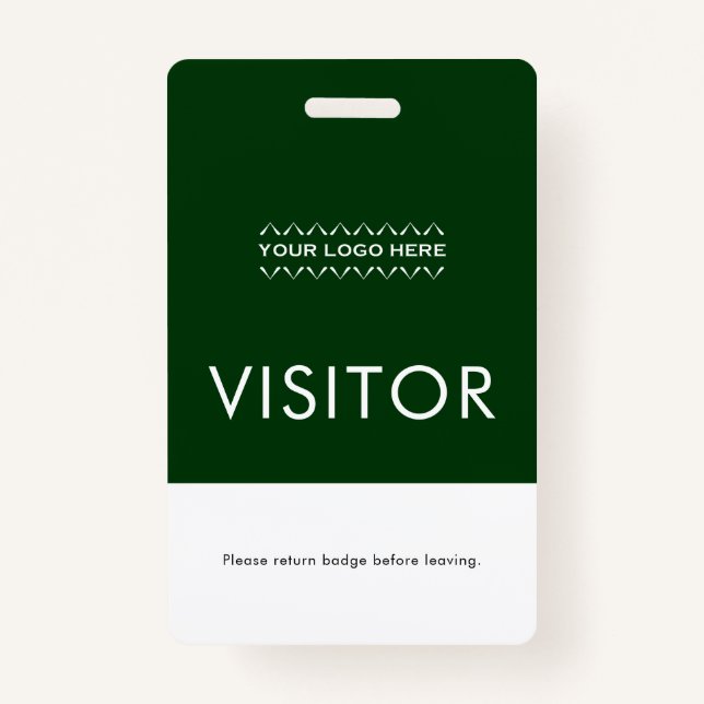 Custom Visitor Badge with Logo | Green (Front)