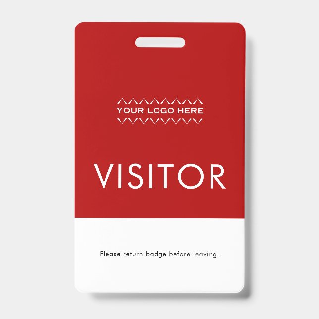 Custom Visitor Badge with Logo | Red (Front)
