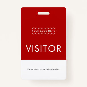 Custom Visitor Badge with Logo   Red