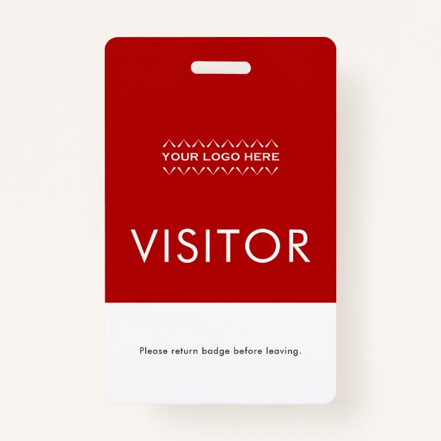 Custom Visitor Badge with Logo | Red (Front)