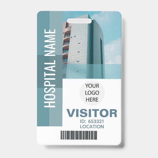 Custom Visitor Bar Code, Logo ID Badge (Front)