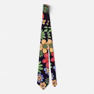Custom Vivid Colourful Flowers Tie