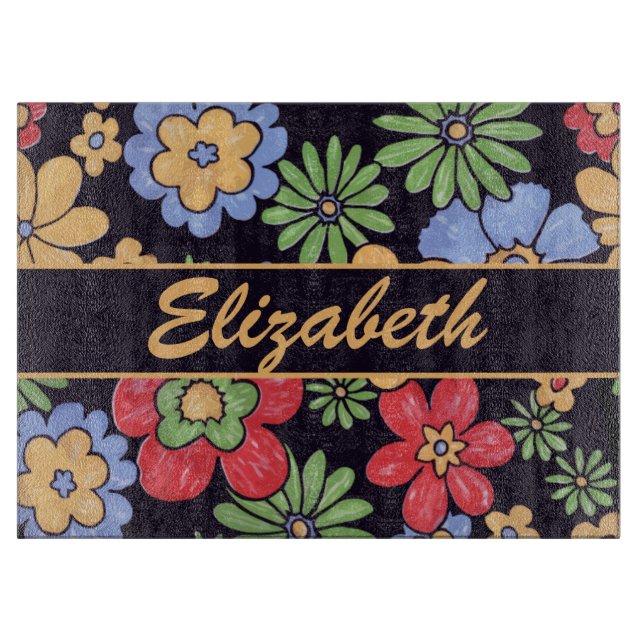 Custom Vivid Colourful Flowers to Personalize Cutting Board (Front)