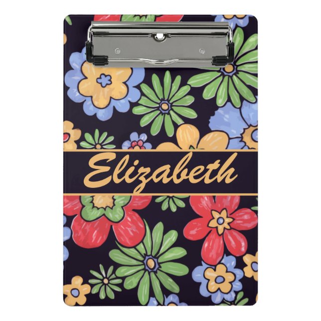 Custom Vivid Colourful Flowers to Personalize Mini Clipboard (Front)