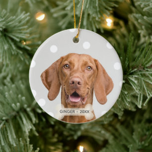 Custom Vizsla Dog Photo Ceramic Ornament