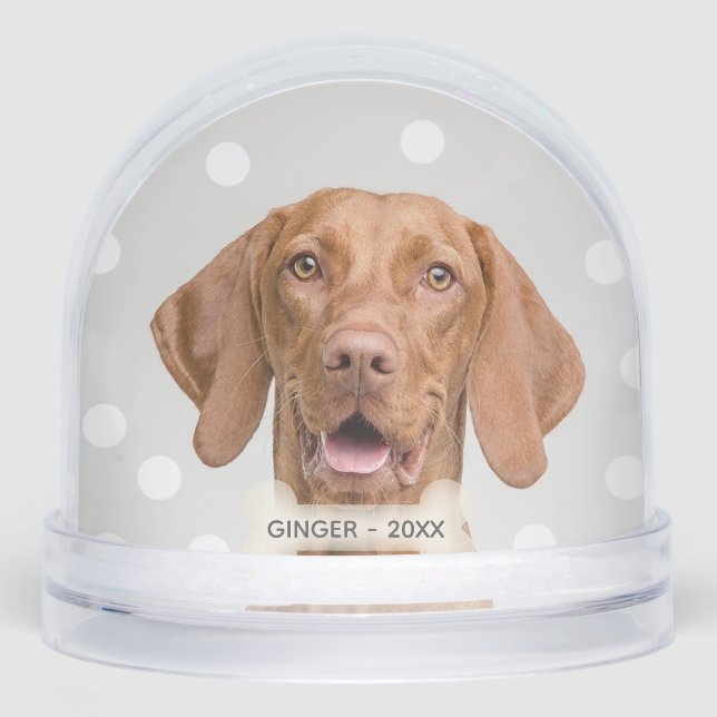Custom Vizsla Dog Photo Snowglobe (Front)