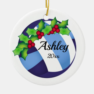Custom Volleyball Christmas Ornament Navy - Blue