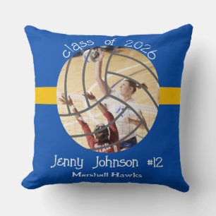 Custom Volleyball Photo Senior Memory  Throw Pillow