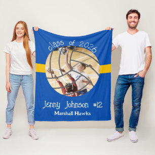 Custom Volleyball Picture Senior Night Graduation Fleece Blanket