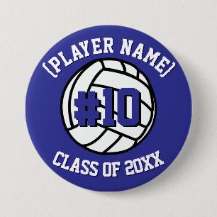 Custom Volleyball Player and Class 3 Inch Round Button