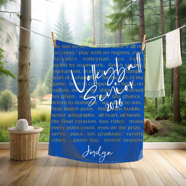 Custom Volleyball Senior Motivational Typography  Fleece Blanket (Creator Uploaded)