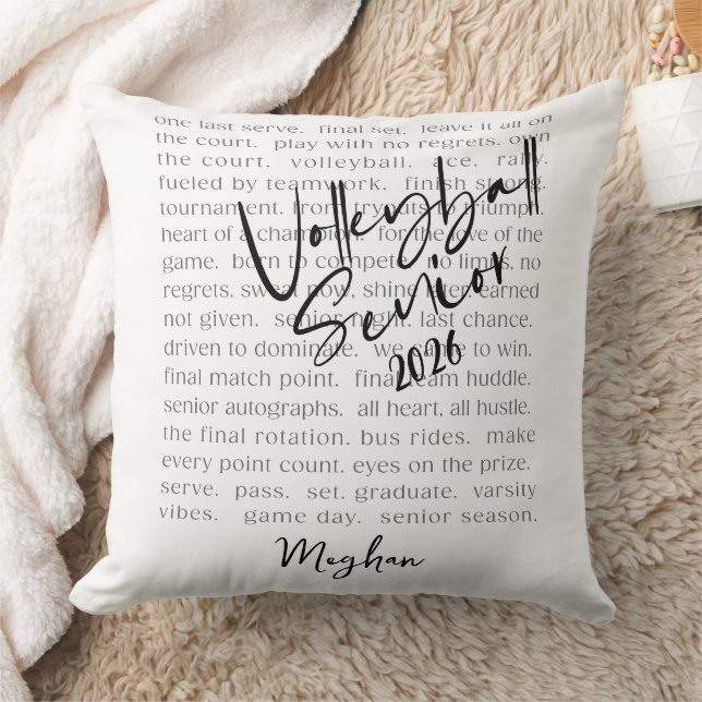 Custom Volleyball Senior Motivational Typography  Throw Pillow (Blanket)