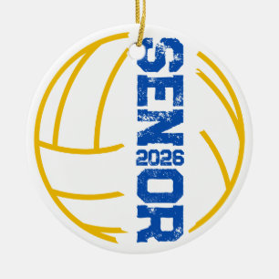 Custom Volleyball Senior Year Distressed Number Ceramic Ornament