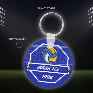 Custom Volleyball Team Player Name and Number Keychain