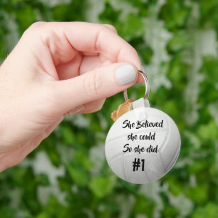 Custom Volleyball Text and Jersey Number Keychain
