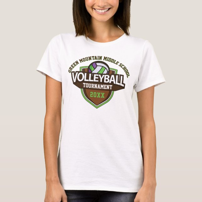 Custom Volleyball Tournament Year Name Number T-Shirt (Front)