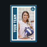 Custom Volleyball Trading Card (Ocean Blue)<br><div class="desc">Be just like the pros by having your very own custom, volleyball player trading card. This sports card can be edited to feature photos of yourself on the front and back, along with your personal volleyball statistics on the back. The card's front is ocean blue with a vertical zone on...</div>