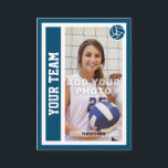 Custom Volleyball Trading Card (Ocean Blue)<br><div class="desc">Be just like the pros by having your very own custom, volleyball player trading card. This sports card can be edited to feature photos of yourself on the front and back, along with your personal volleyball statistics on the back. The card's front is ocean blue with a vertical zone on...</div>