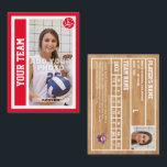 Custom Volleyball Trading Card (Red)<br><div class="desc">Be just like the pros by having your very own custom, volleyball player trading card. This sports card can be edited to feature photos of yourself on the front and back, along with your personal volleyball statistics on the back. The card's front is red with a vertical zone on the...</div>