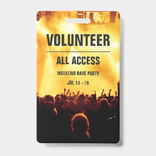 Custom Volunteer All Access Concert Pass Badge