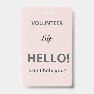 Custom Volunteer - Blush pass charity logo lanyard Badge