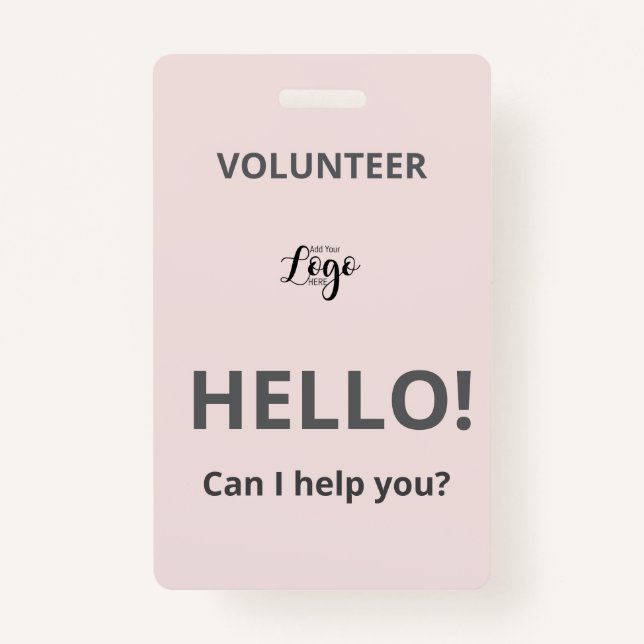 Custom Volunteer - Blush pass charity logo lanyard Badge (Front)