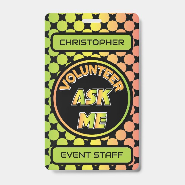 Custom Volunteer Event Staff Badge (Front)