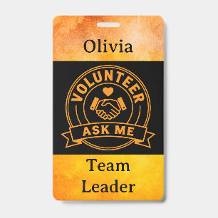 Custom Volunteer Event Staff Name Badge