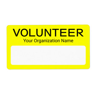 Custom Volunteer Name Tag Stickers Yellow Writable
