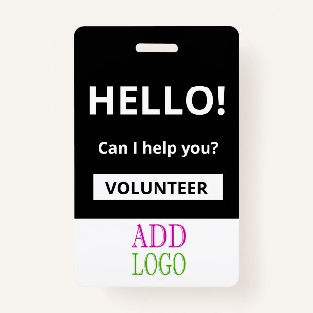 Custom Volunteer - Photo pass-  Name ID Badge (Front)