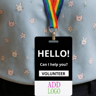 Custom Volunteer - Photo pass-  Name ID Badge