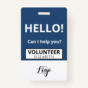 Custom Volunteer - Photo pass-  Name ID Badge